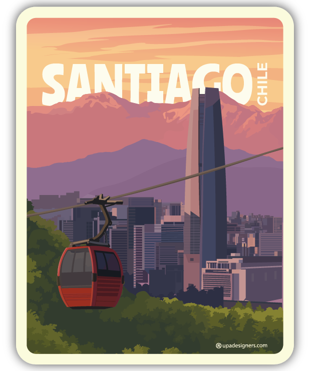 Sticker Mediano Santiago Teleférico - Creado en Chile