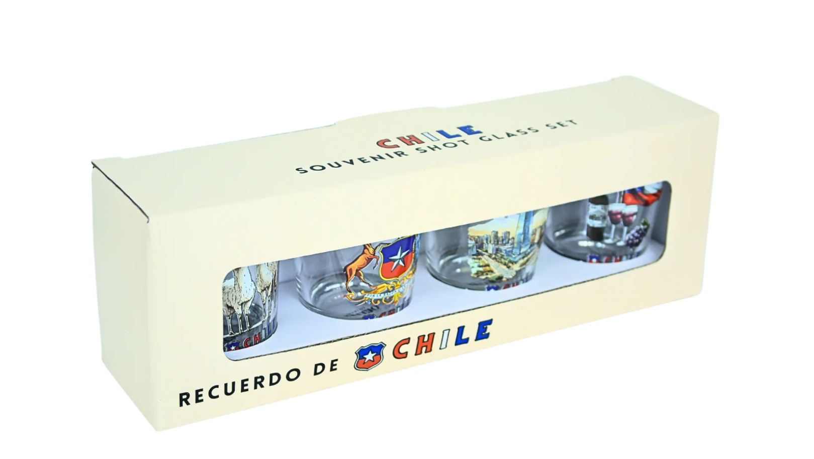 Set 4 Vasos Shot Tequileros 40 ml Chile Souvenir - Creado en Chile