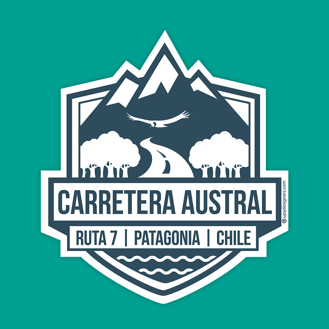Sticker Mediano Carretera Austral - Creado en Chile
