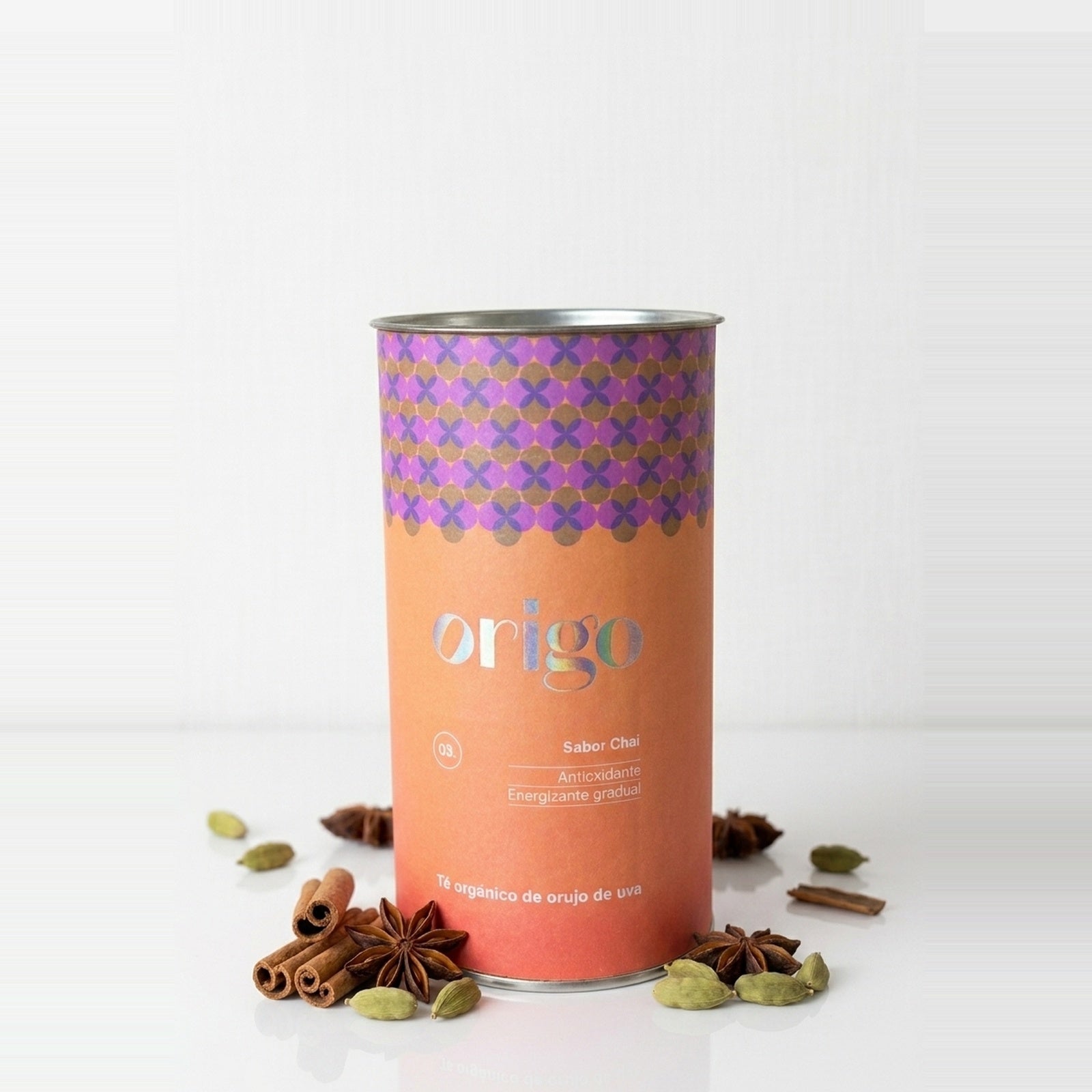 Té Orgánico de Orujo de Uva - Sabor Chai - Tubo Hoja Suelta