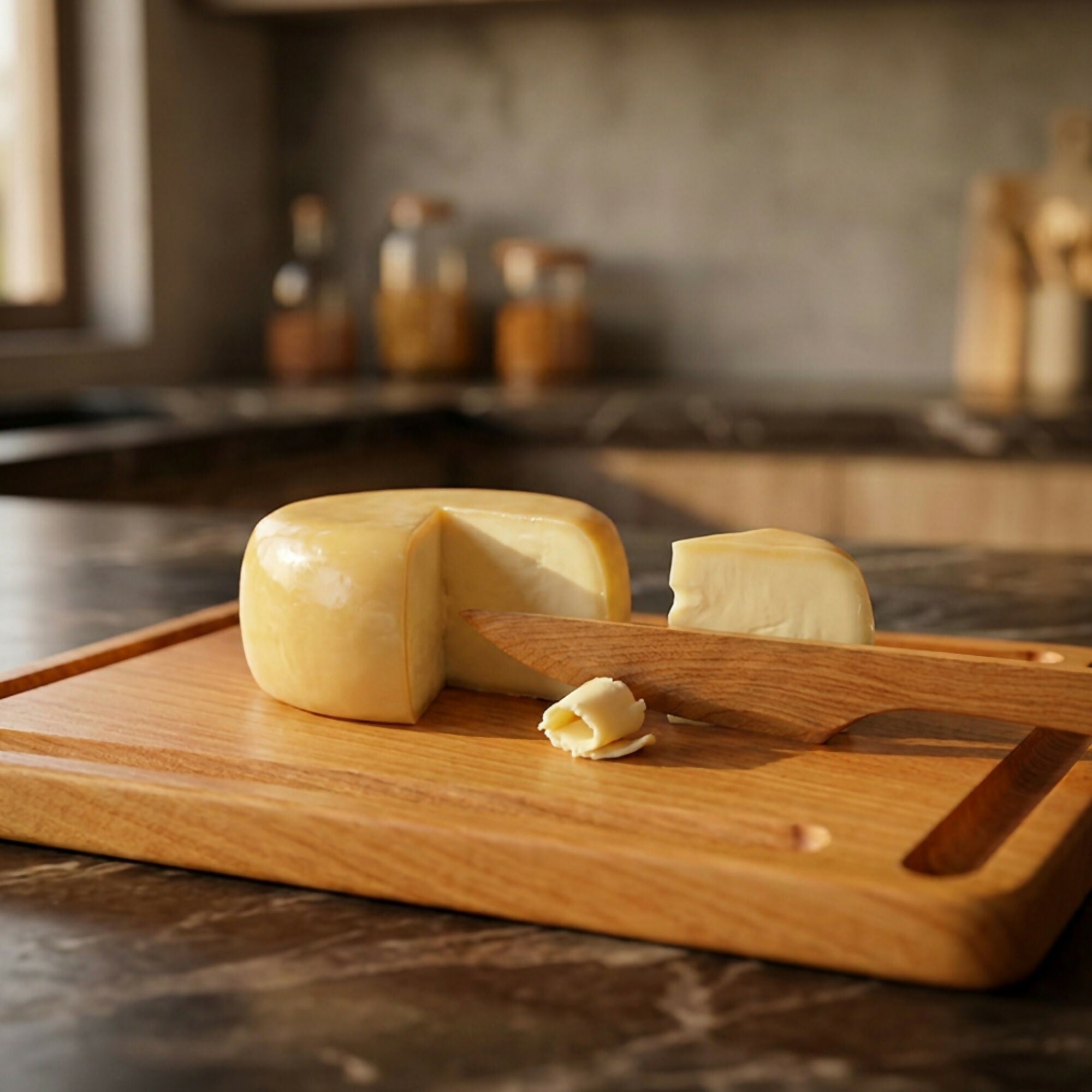 mantequillera o quesera rectangular con cuchillo madera
