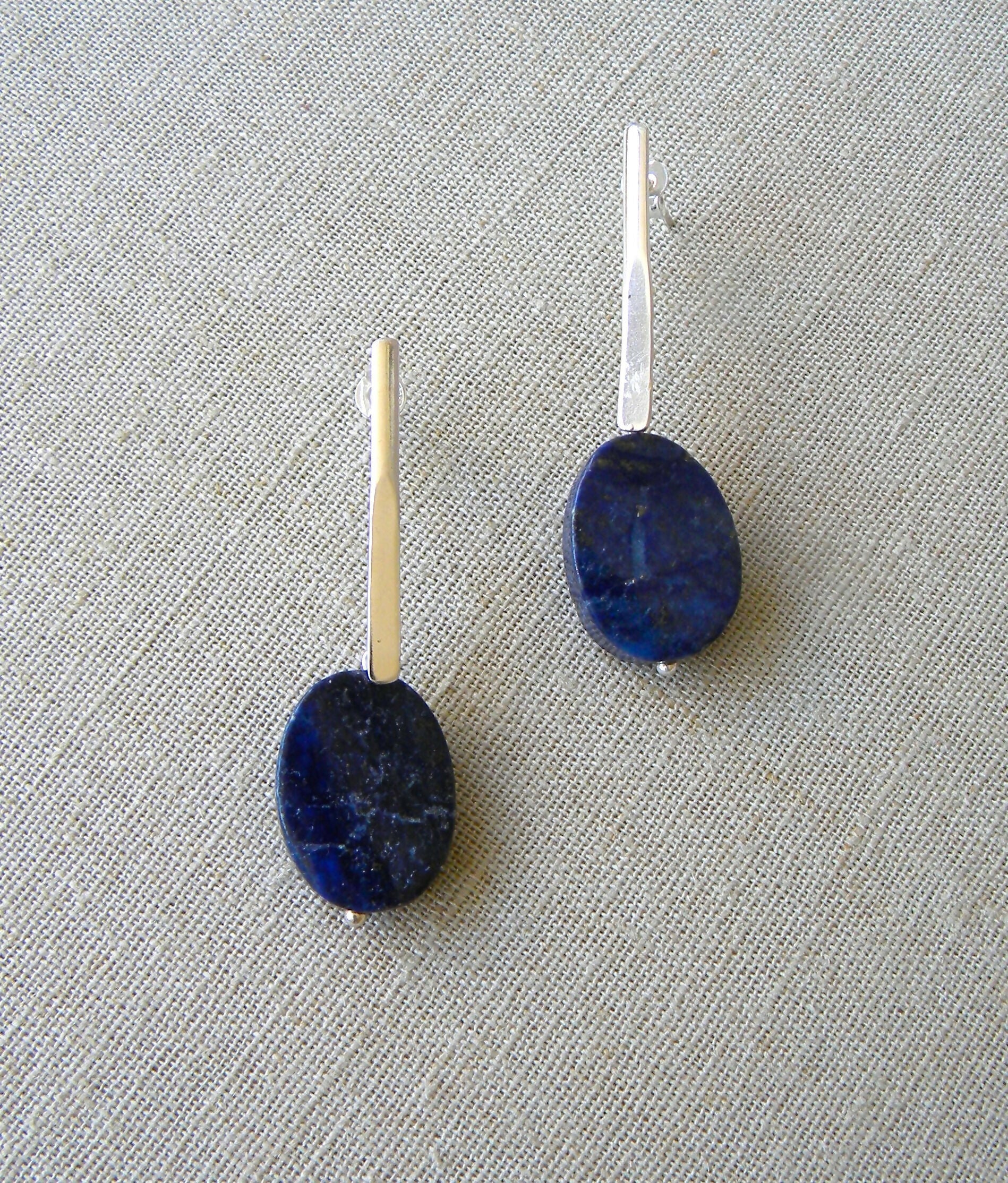 AROS PLATA LAPISLÁZULI OVALADO XL