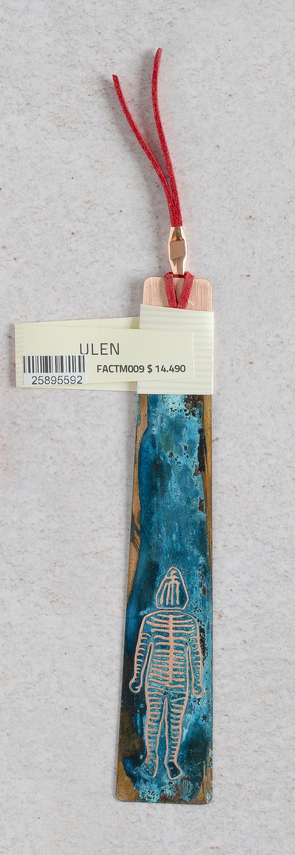 Marcapáginas cobre con lazo de cuero - Ulen