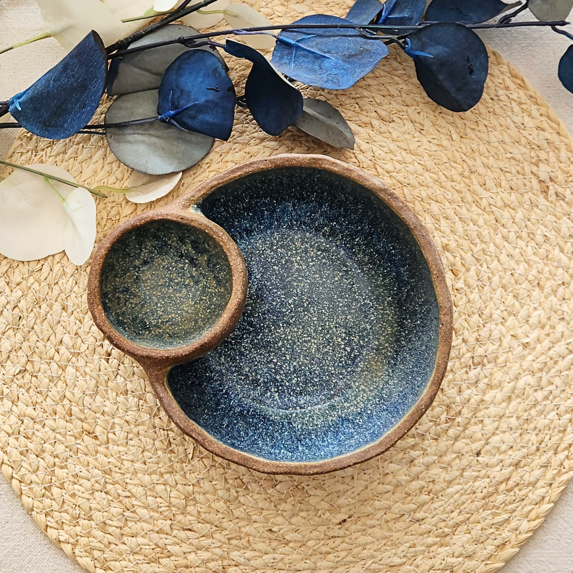 Porta Aceitunas Azul Matizado