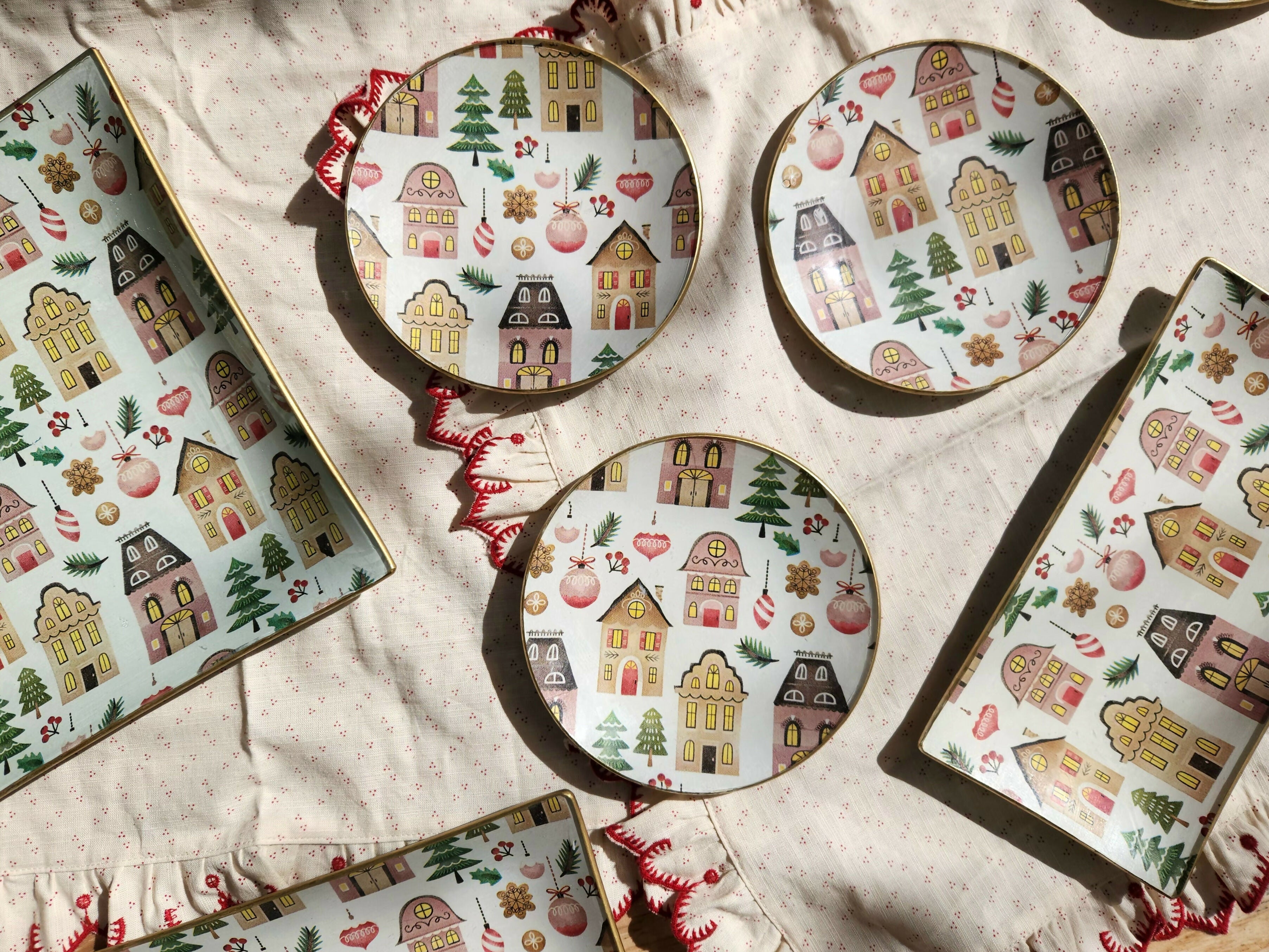 Plato pan casitas de Navidad