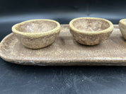 Plato ovalado con 3 pocillos de cerámica gres