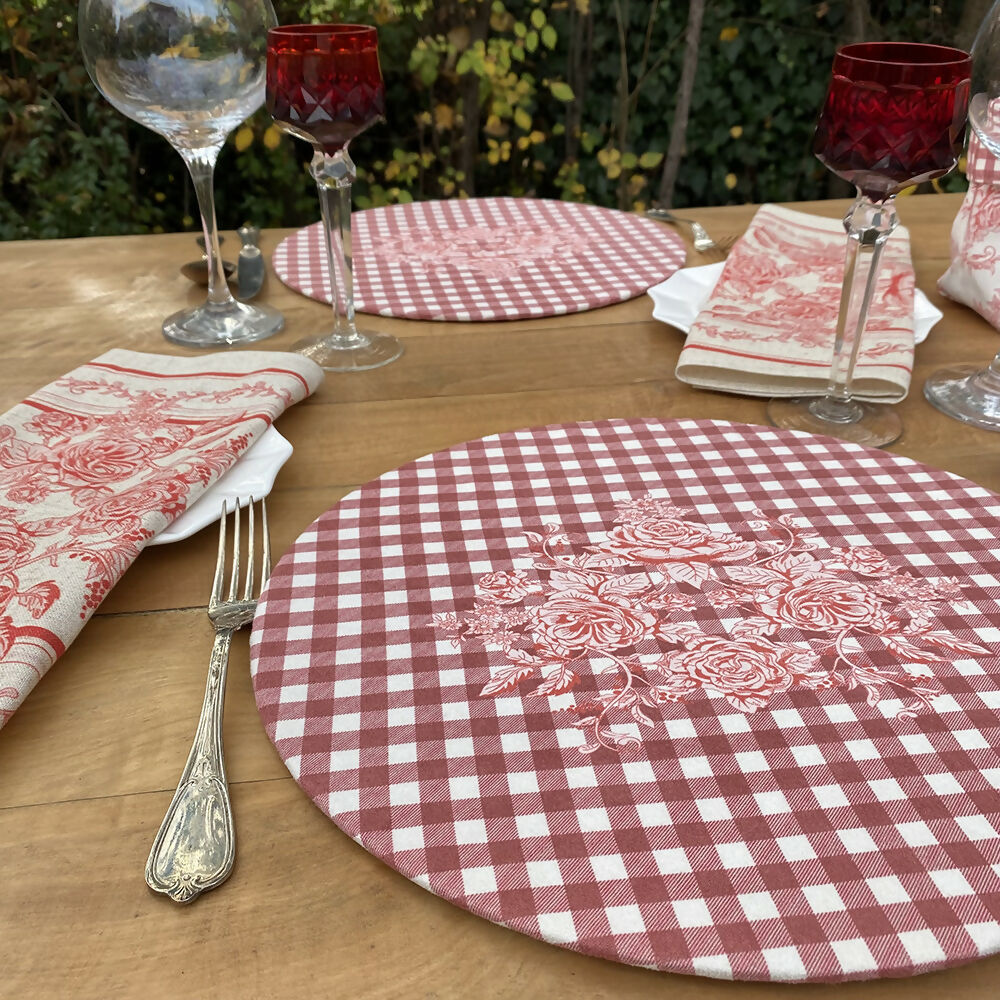 Set 4 Bajoplatos Toile Rojo