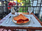 Servilletas lino poliester naranja ideal para terraza, pack de 4