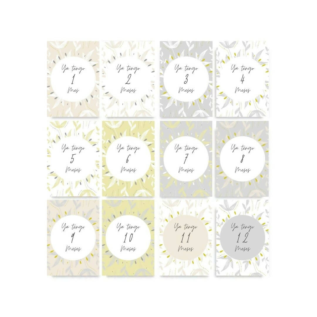 Tarjetas Meses Bebé "Tempo Ocre"