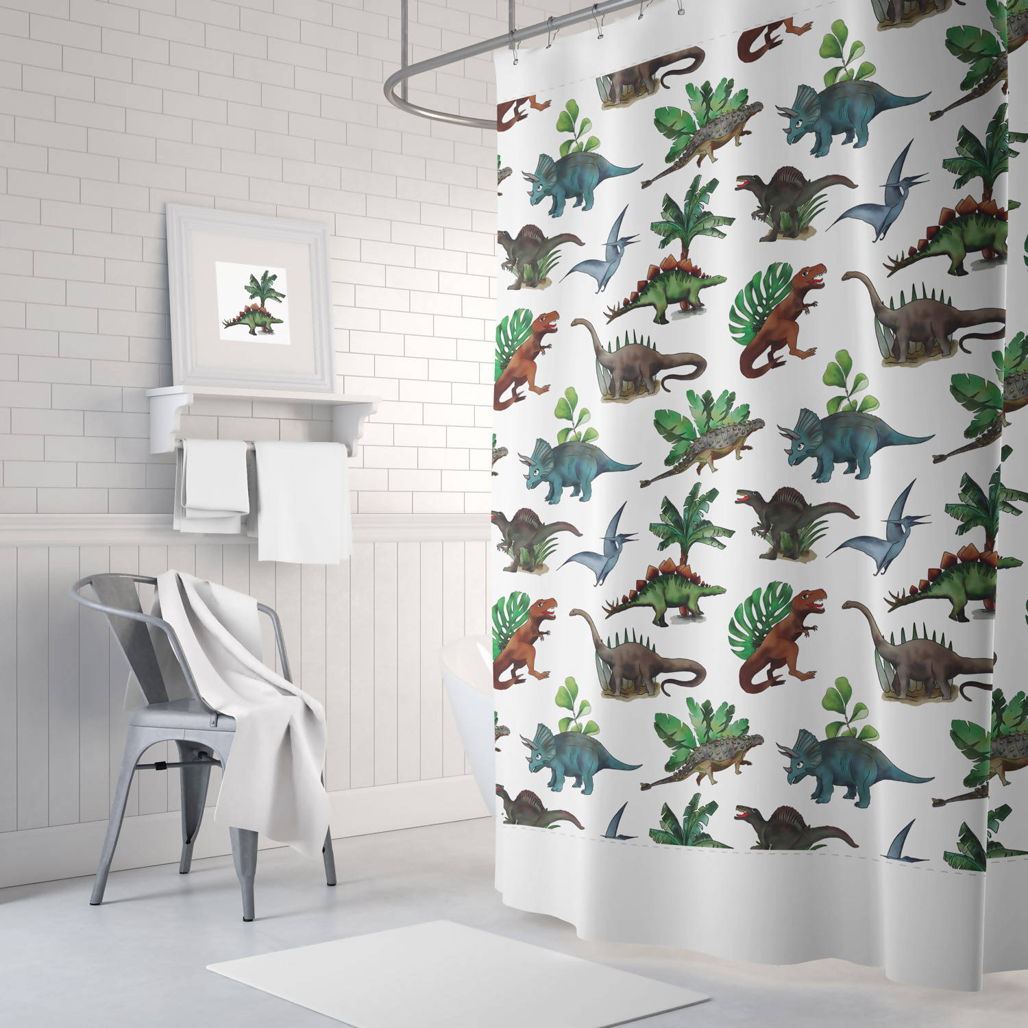 Cortina de baño dinosaurios infantil Paper Home