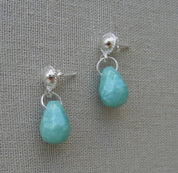 AROS PLATA BORDE CON GOTA AMAZONITA