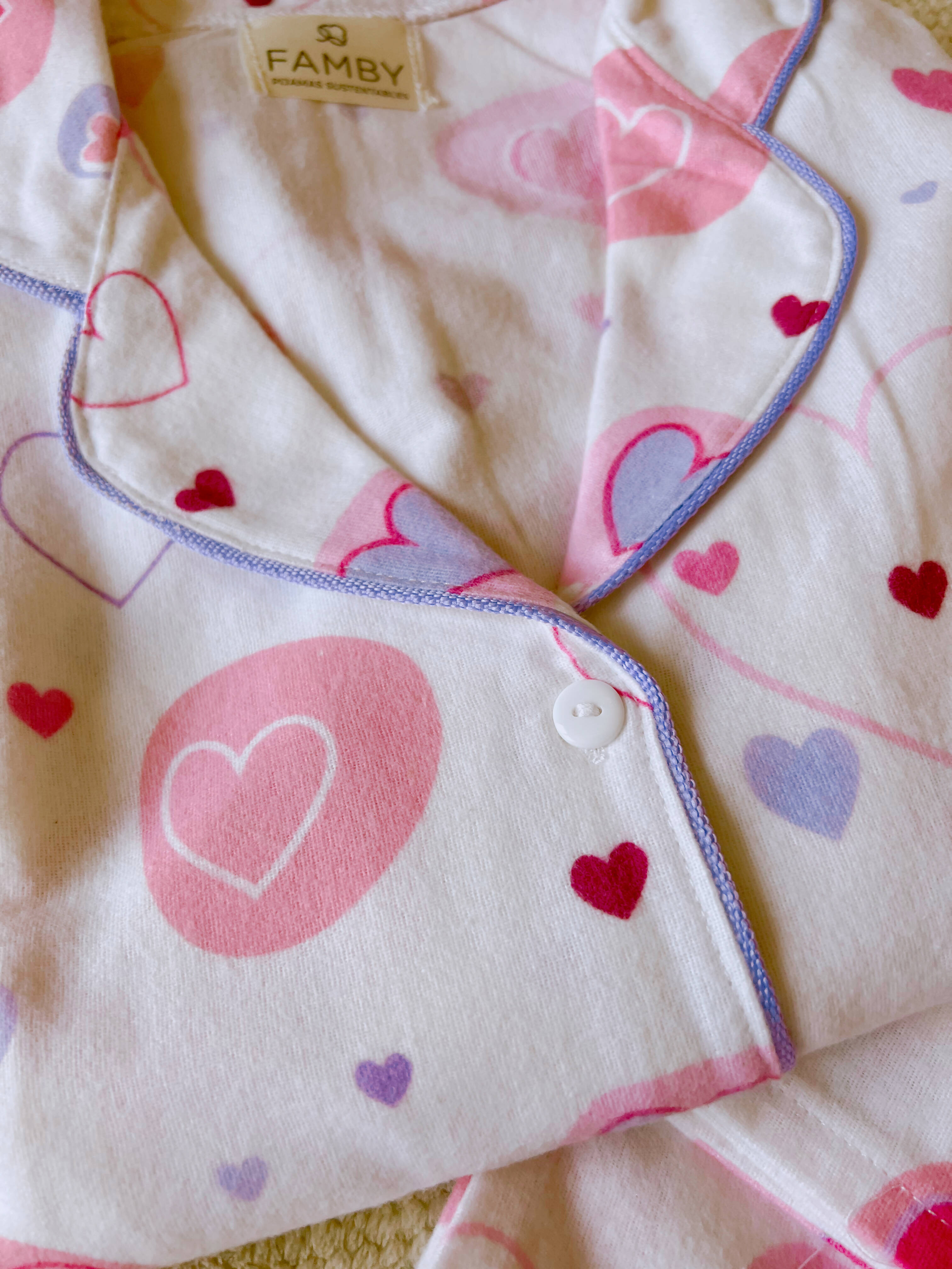 Pijama Infantil Corazones Lila