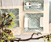 Plato cuadrado 15 cm, Etnico azul