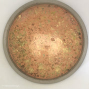 BANDEJA DECORATIVA DE HORMIGON, COBRE CON LAMINAS METALICAS