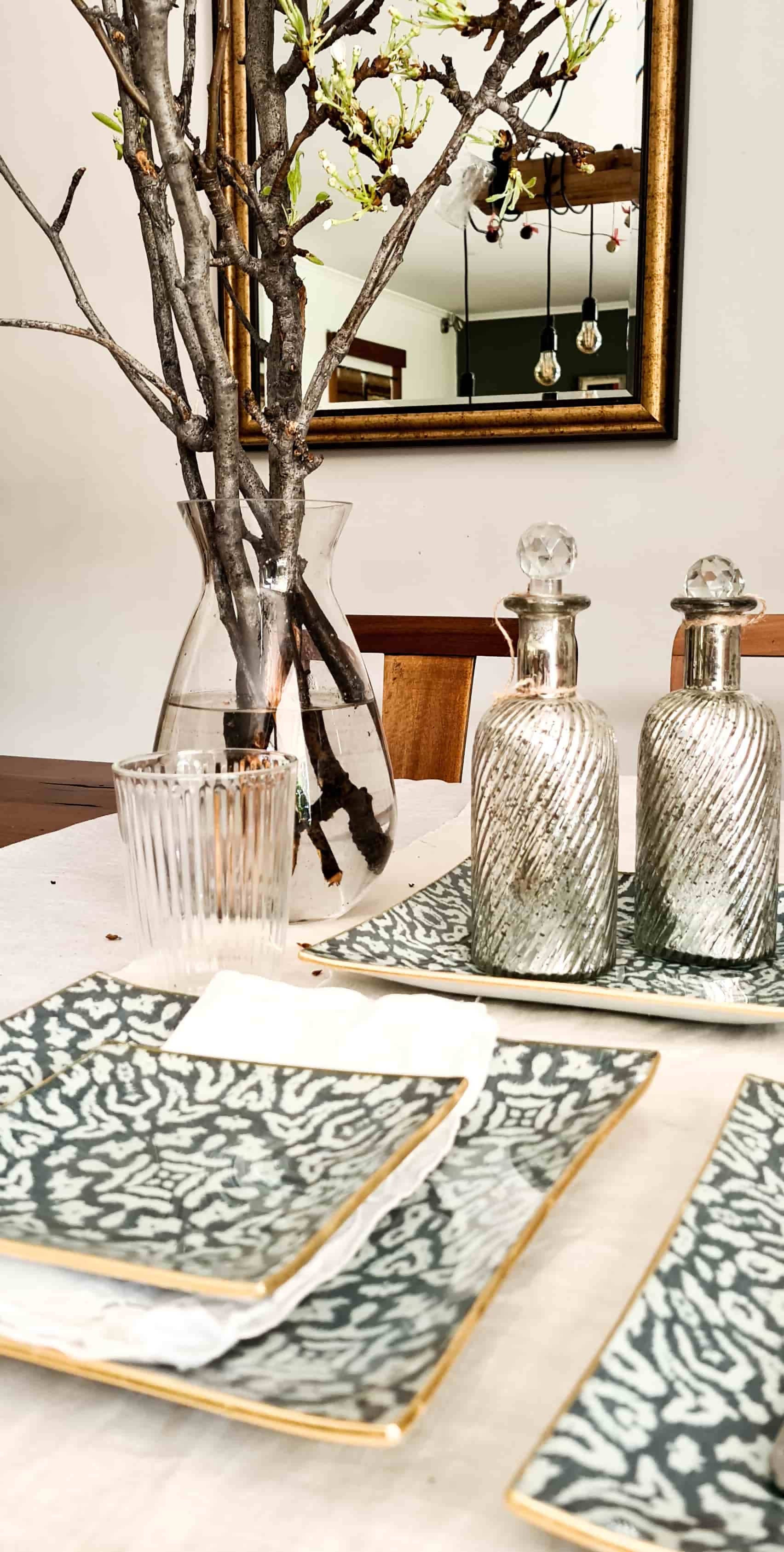 Plato cuadrado 15 cm, Etnico azul