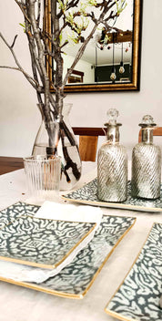 Plato cuadrado 15 cm, Etnico azul