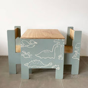 (A PEDIDO) Mesa con dos sillas "Dinosaurios"