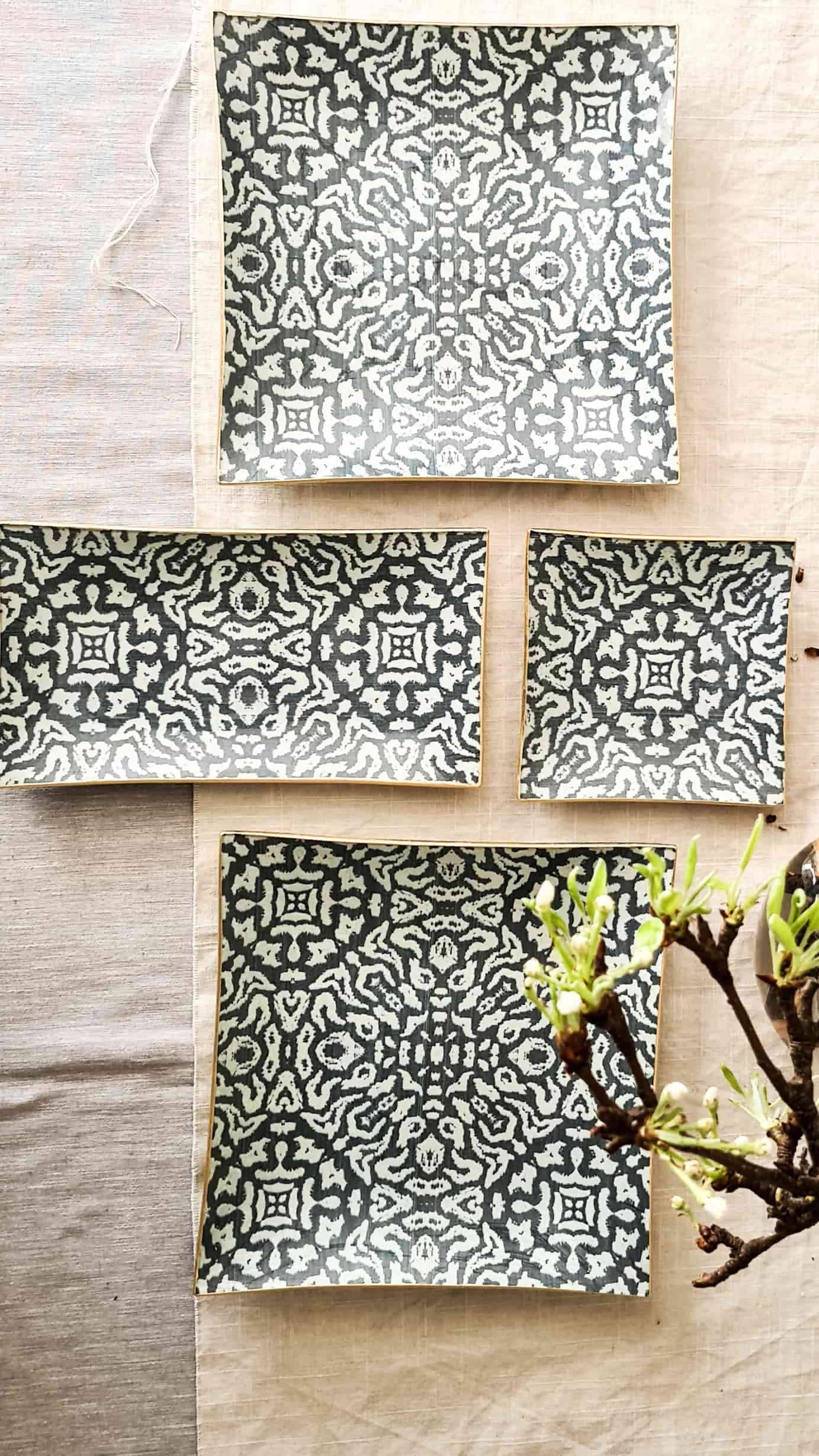 Plato cuadrado 15 cm, Etnico azul