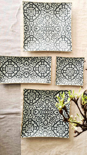 Plato cuadrado 15 cm, Etnico azul