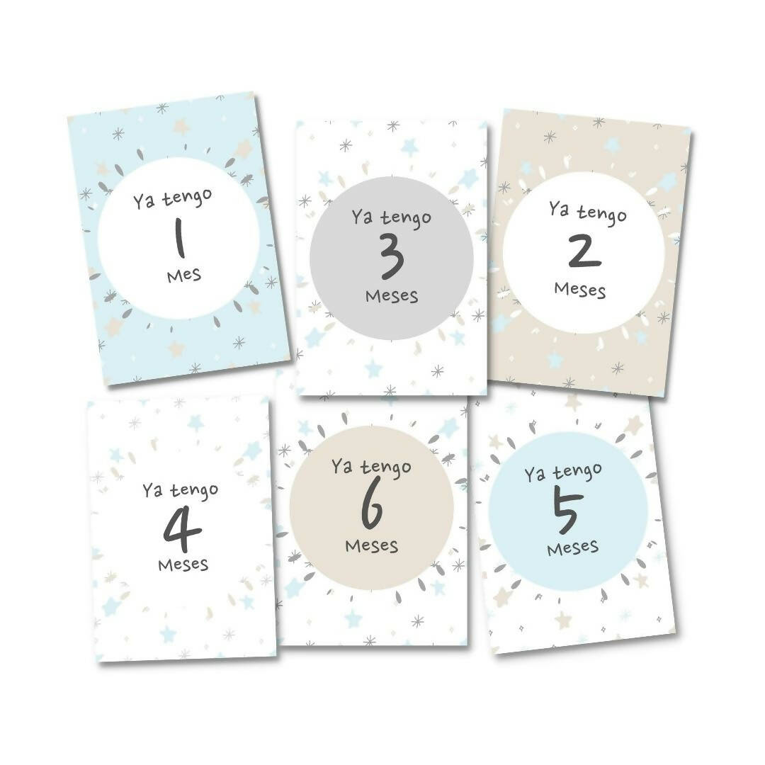 Tarjetas Meses Bebé "Tempo Gris"