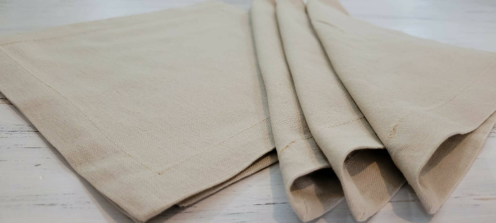 Servilletas lino algodon beige, pack de 4