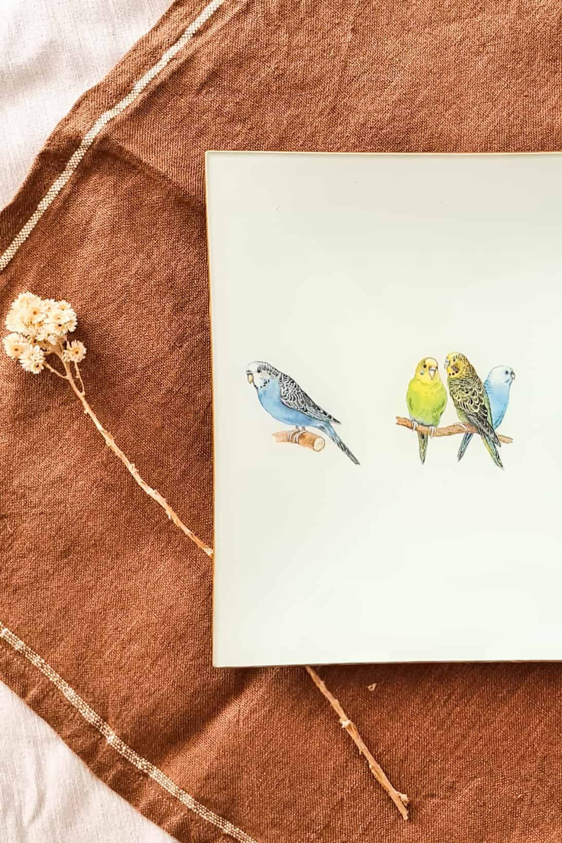 Bandeja cuadrada 25 cm, pájaros