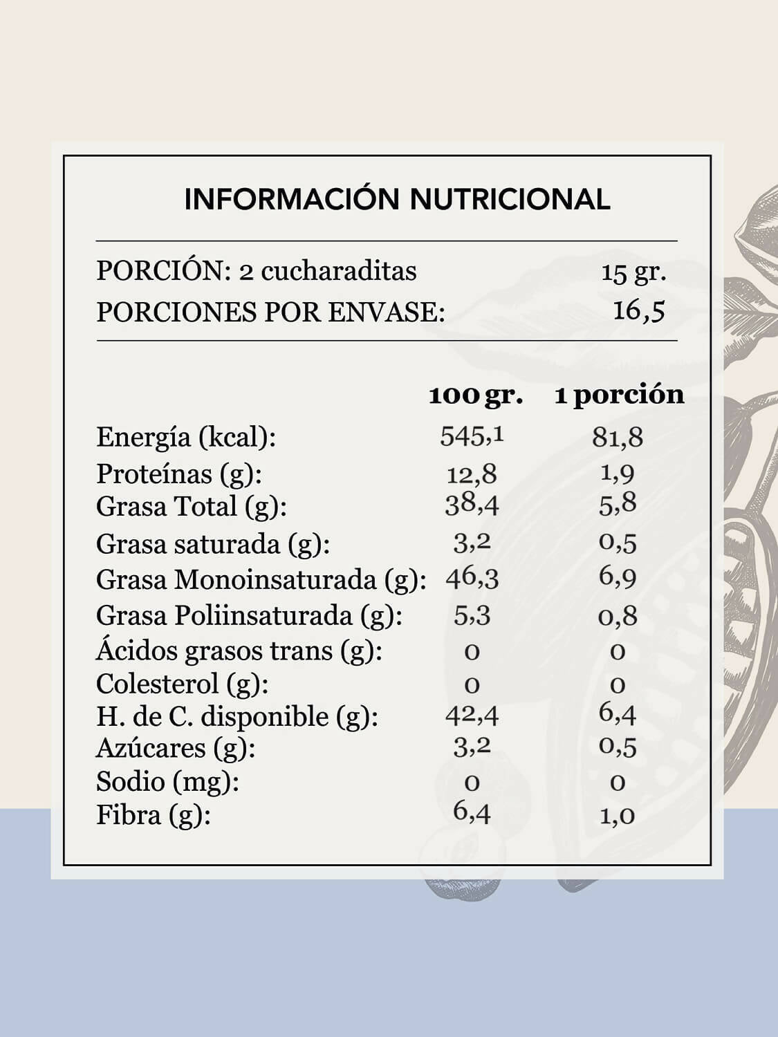 crema de avellanas tabla nutricional Da'Oro