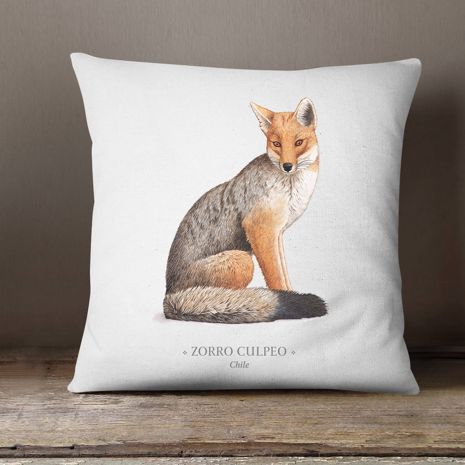 Funda cojín Zorro- Fauna Chilena