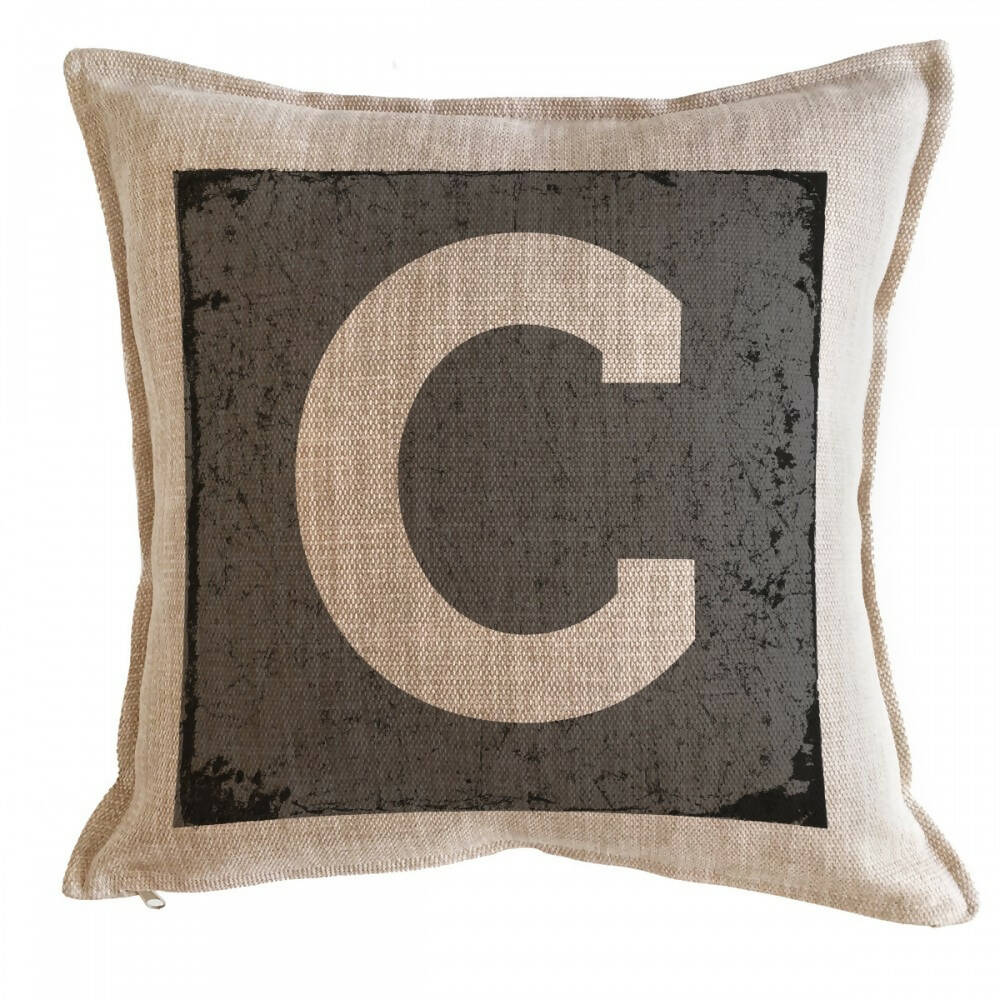 Cojín Letra Fondo Gris