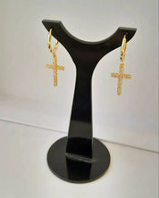 Argollas con cruz colgando baño oro
