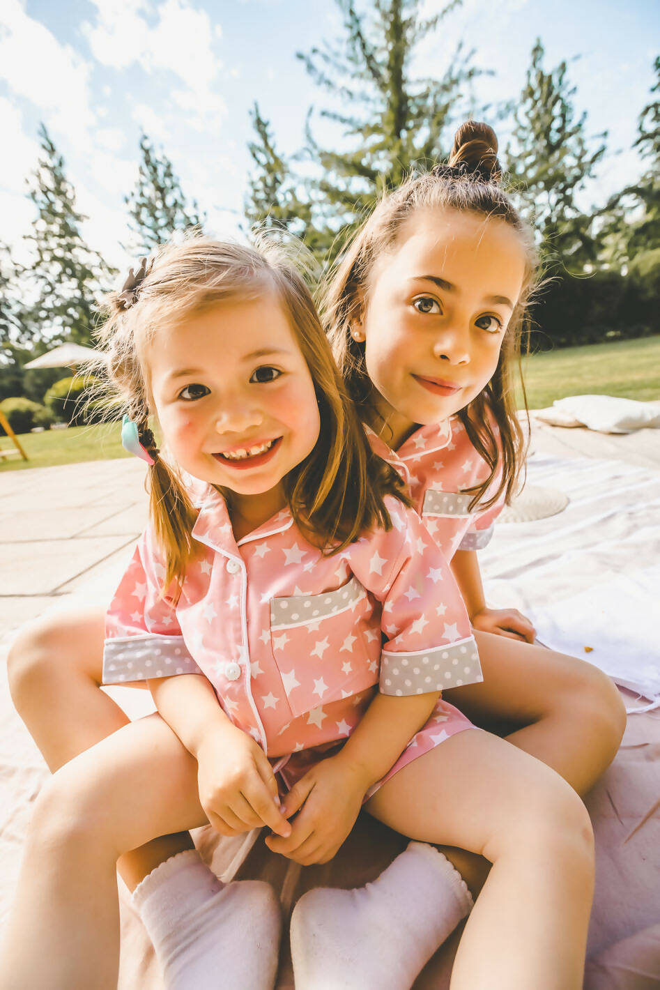 Pijama Infantil Estrellas Rosa y puntos grises