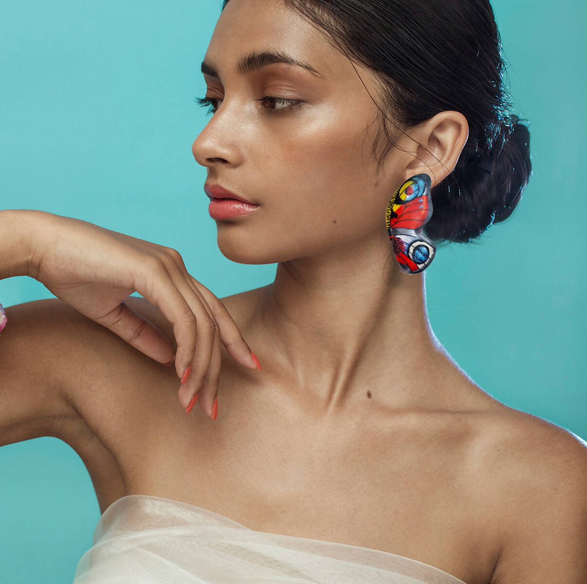 Aros Semi Mariposa Pavo Real M con Pin