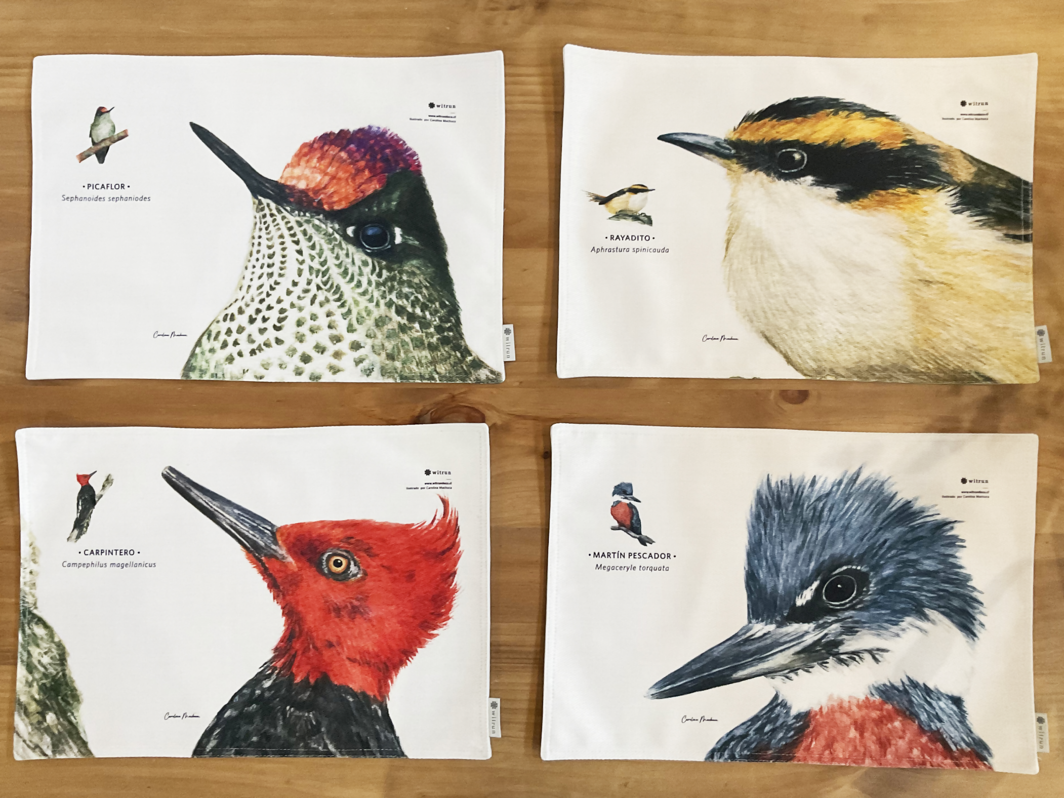 SET 4 INDIVIDUALES DISEÑO AVES I