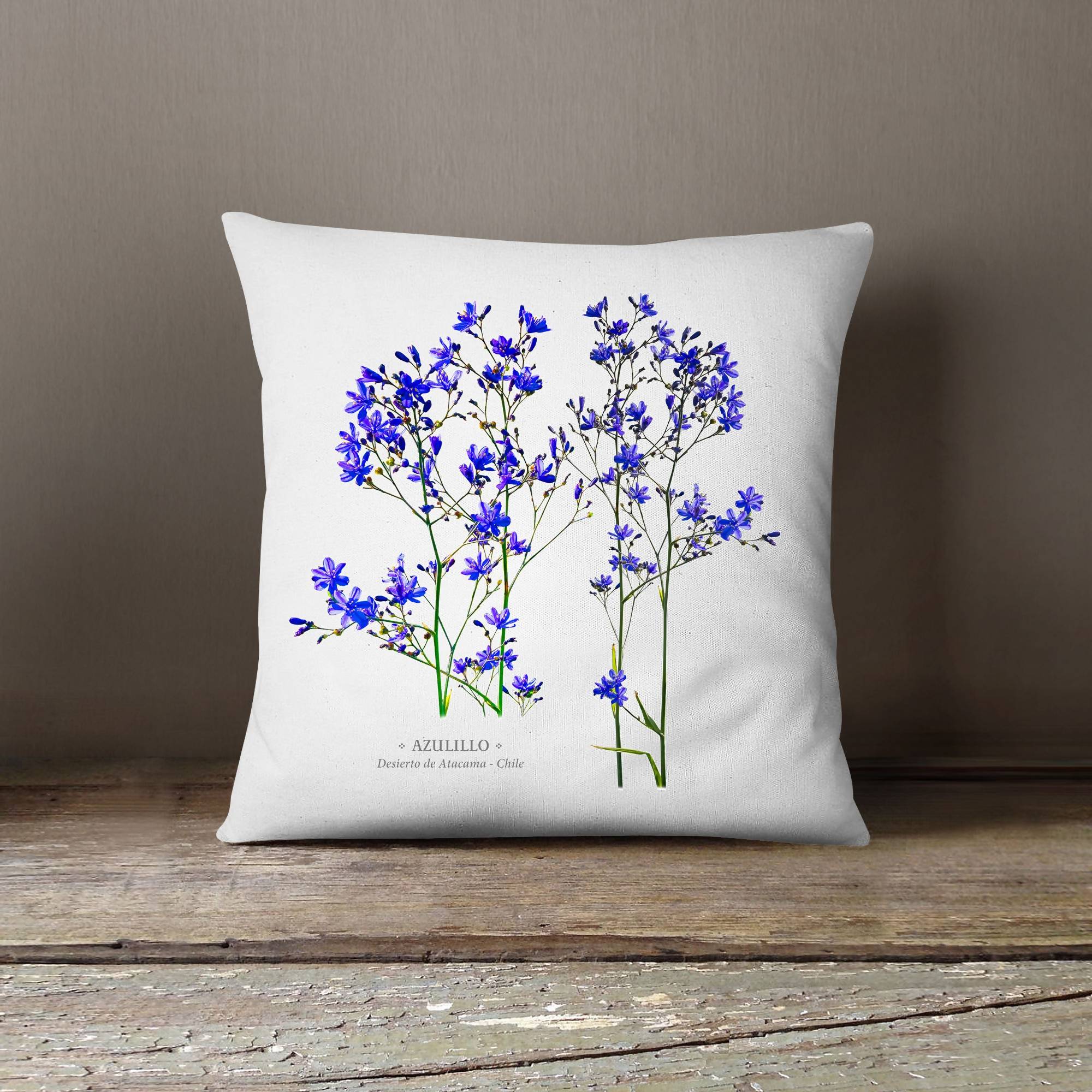 Funda cojín Azulillo - Flores desierto de Atacama