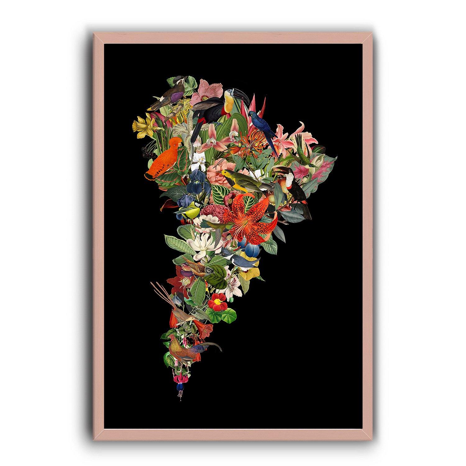 Flor de Sudamérica Negro - Enmarcado - Mappin