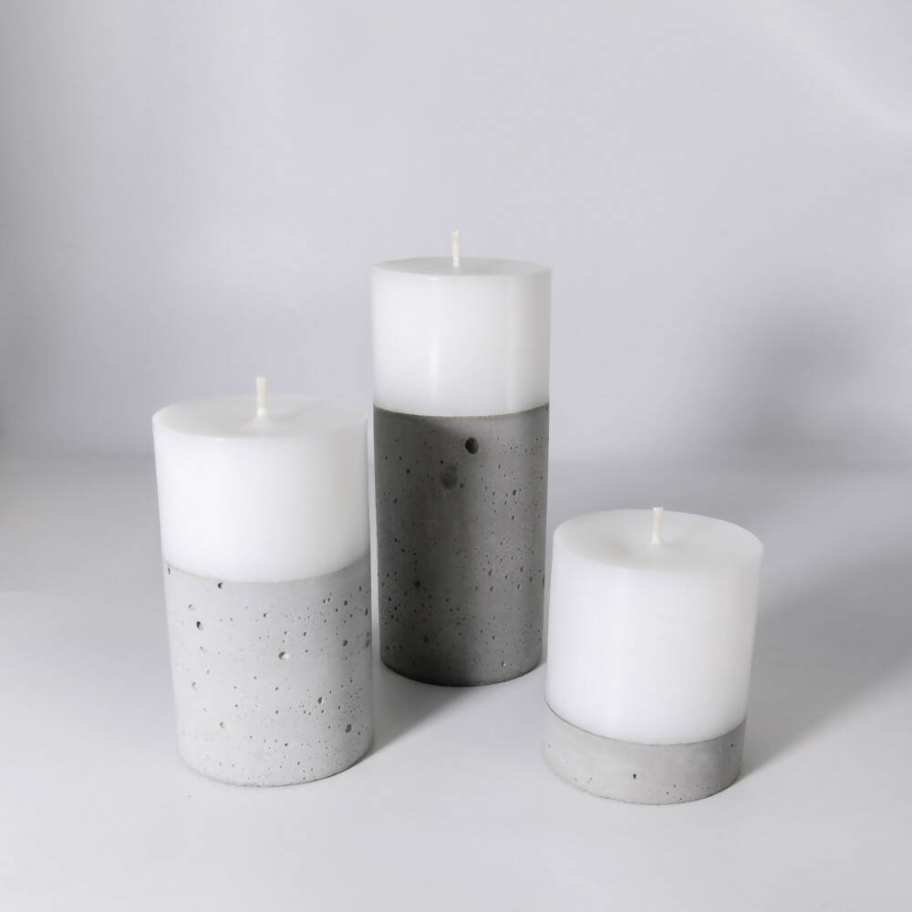 Pack 3 Velas con hormigón Natural M (16cm, 12cm, 8cm) Küme