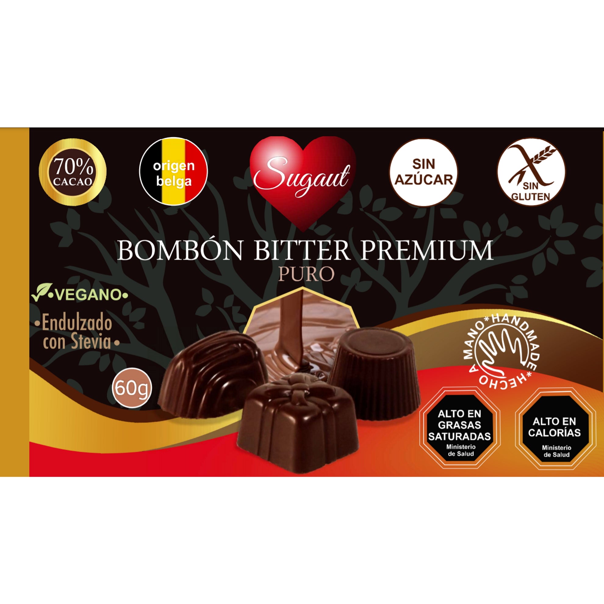 Bombones Bitter Premium PURO 70 % cacao 60g