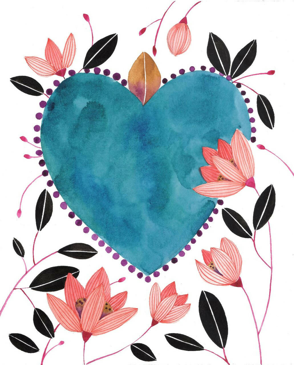 Corazón Flores Loto