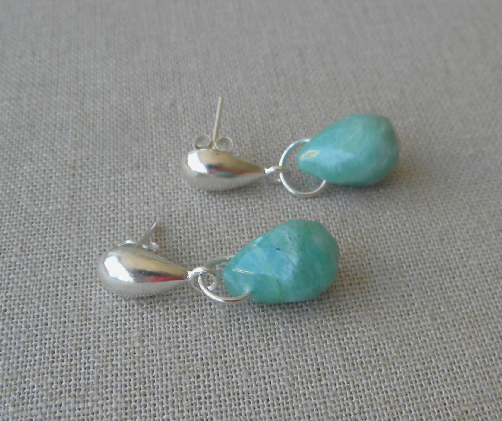 AROS GOTA PLATA AMAZONITA