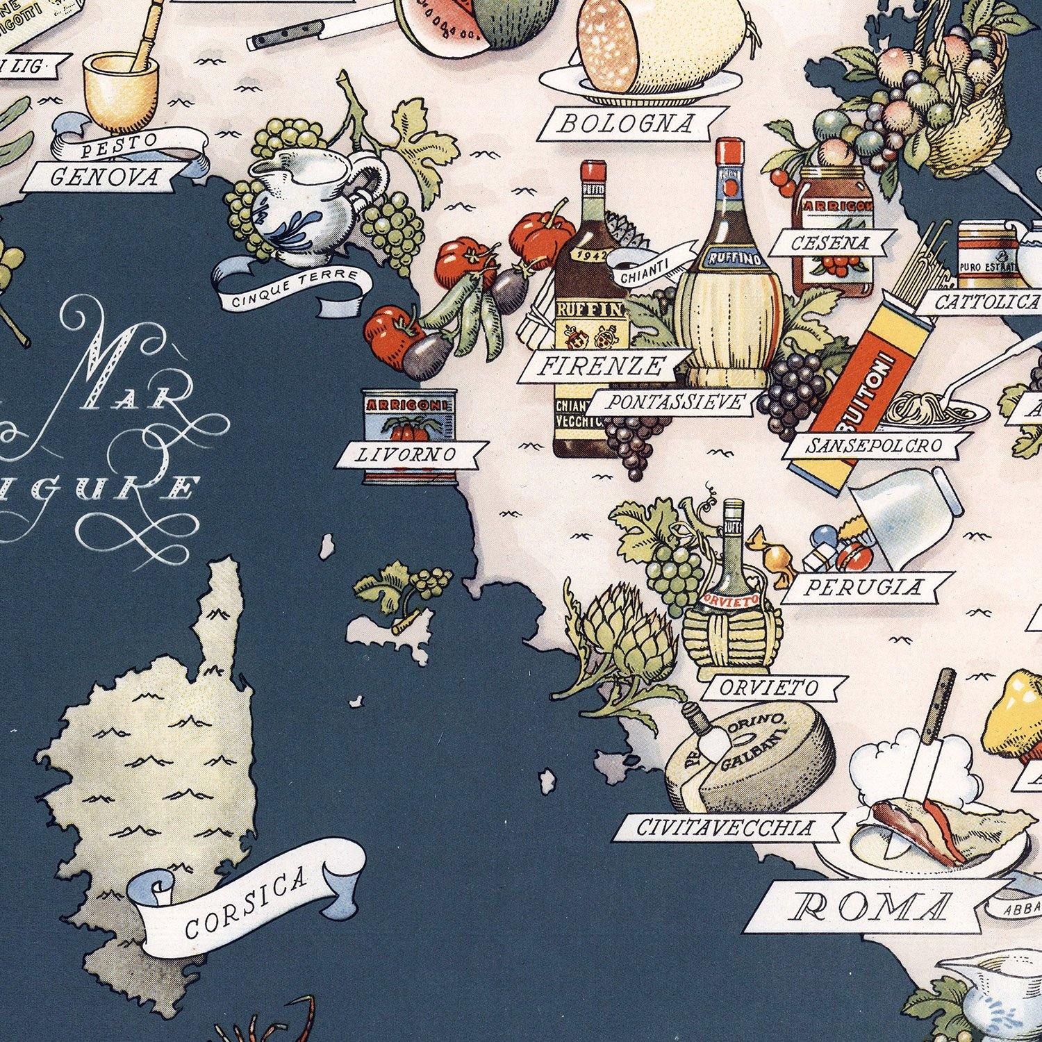 Carta Gastronómica de Italia - Lámina - Mappin