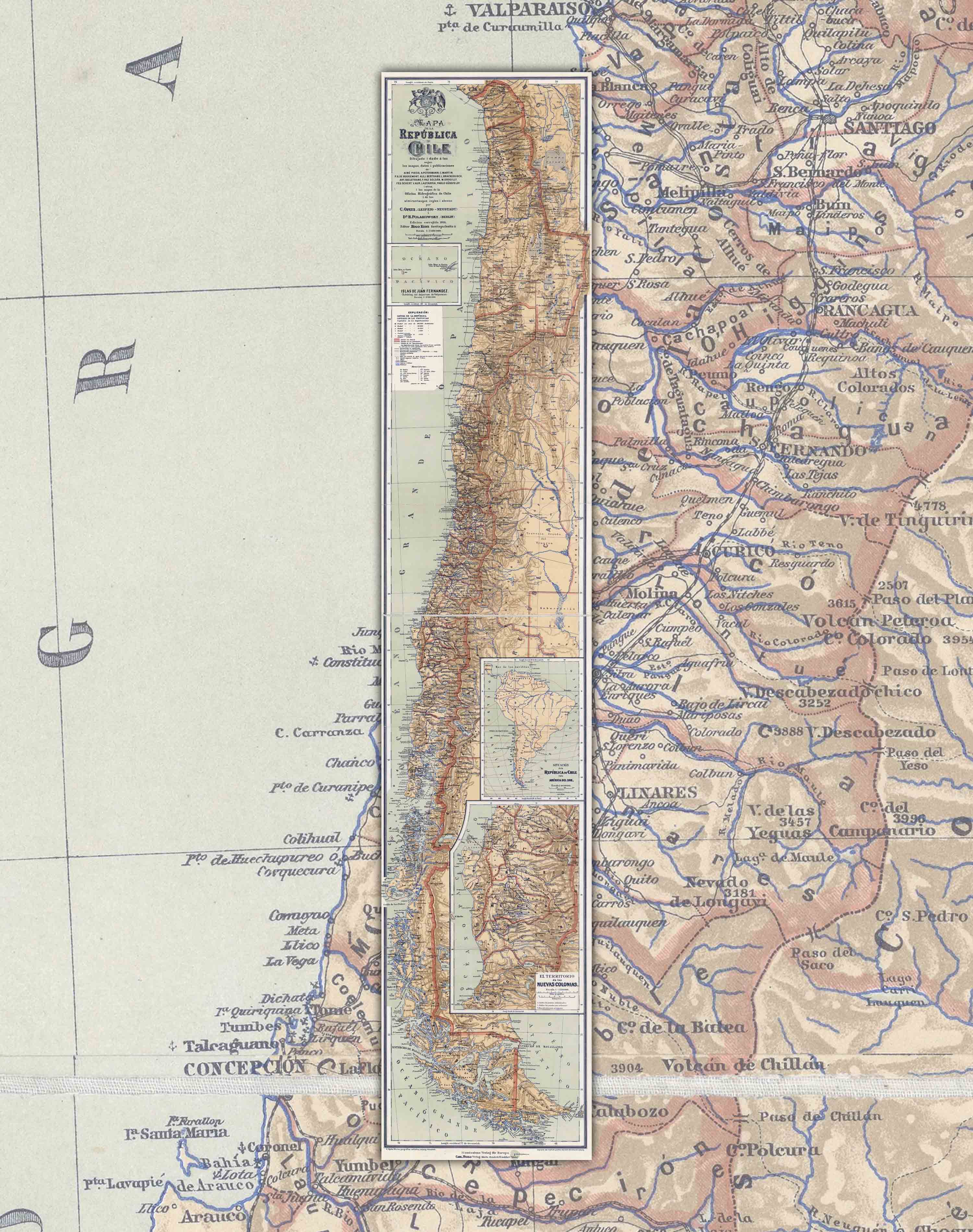 Mapa de Chile en 1891 - Lámina