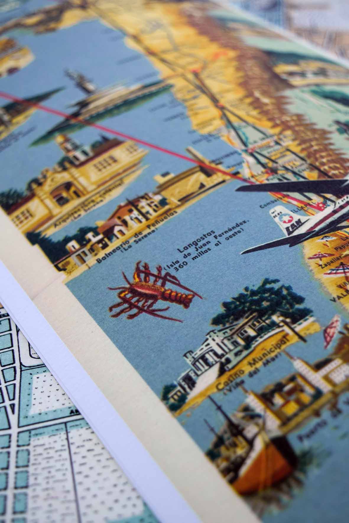 Mapa de Chile ilustrado de 1955 - Lámina