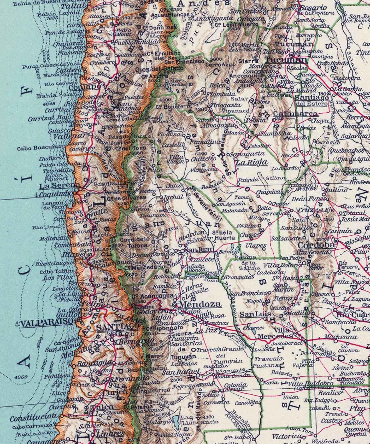 Chile y Argentina en 1929 - Lámina - Mappin