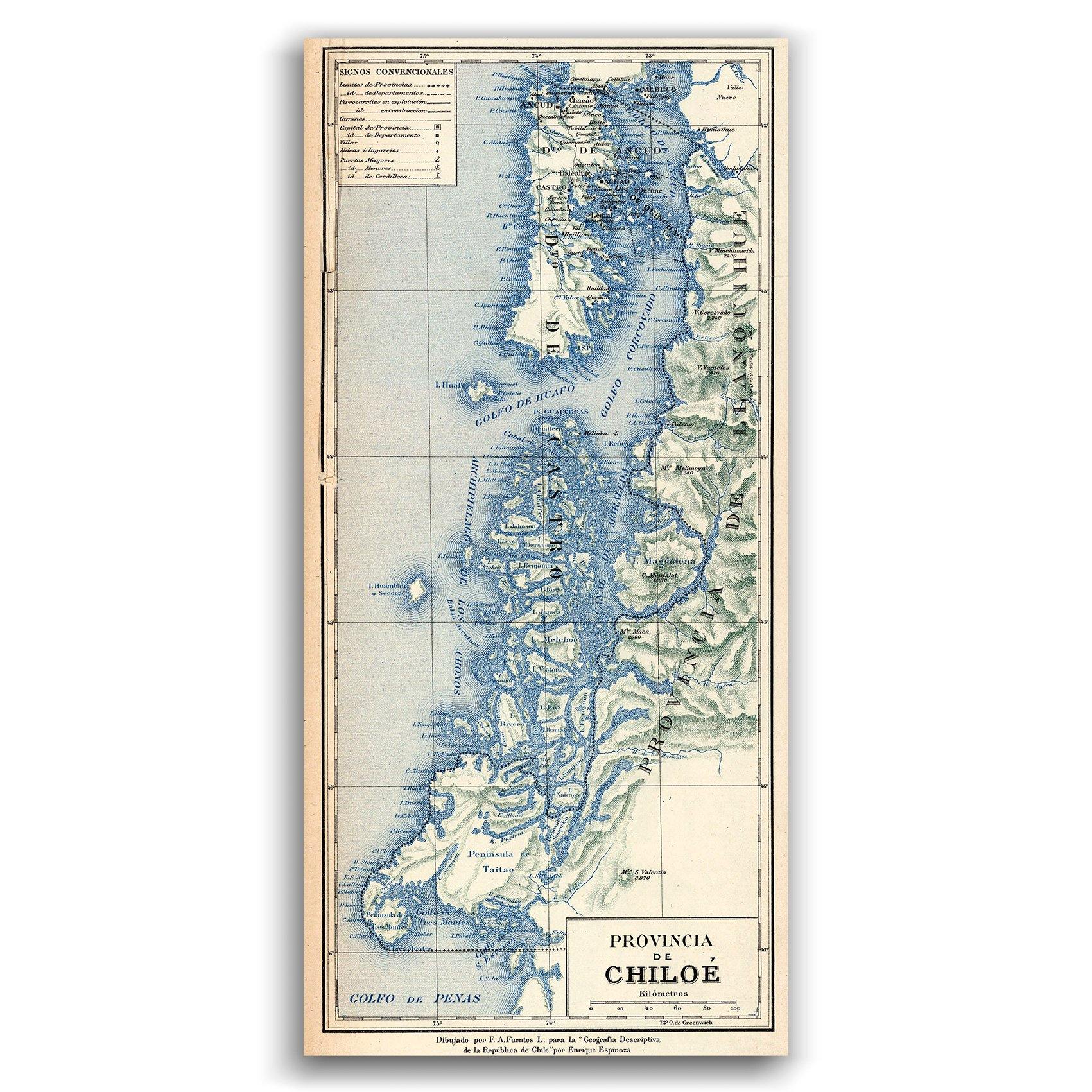 Mapa de Chiloé en 1903 - Lámina - Mappin