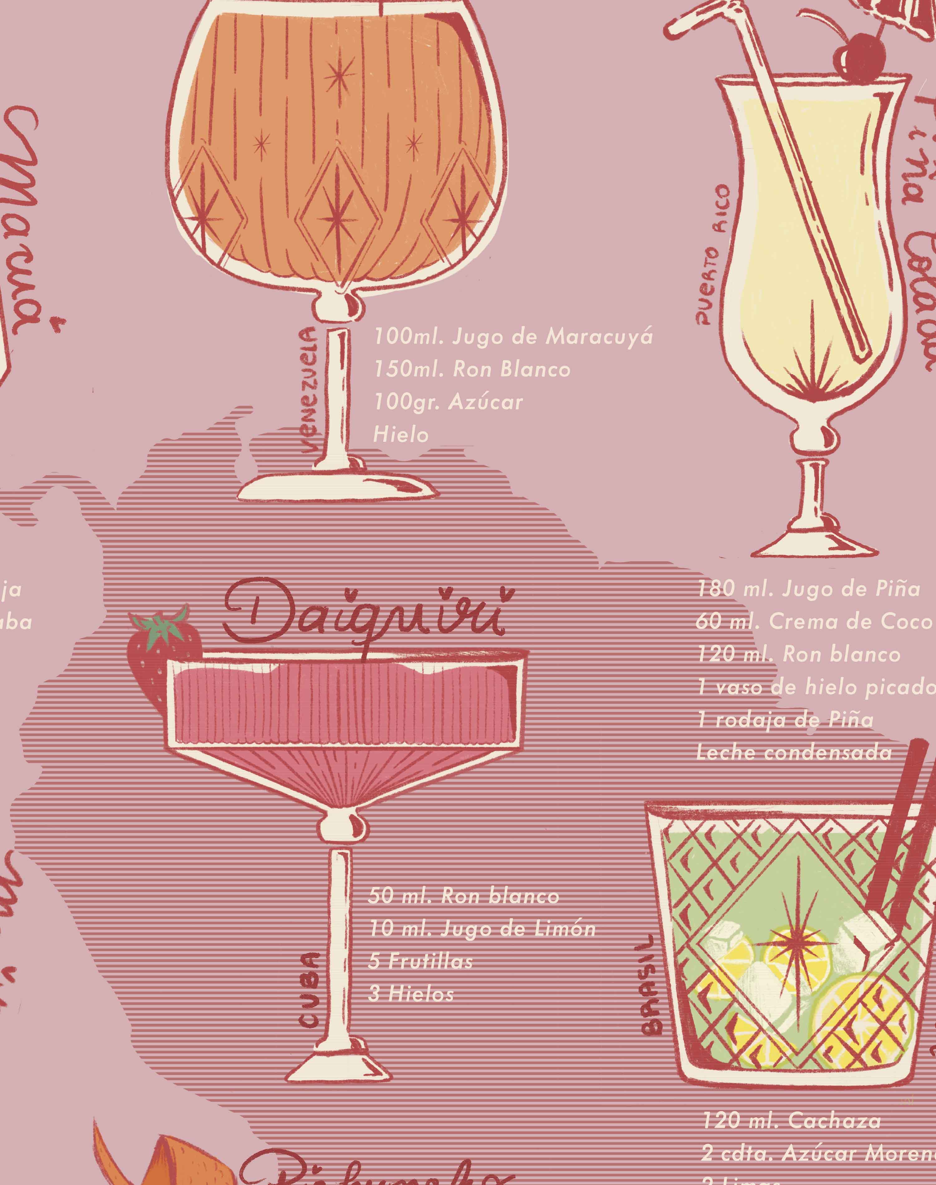 Mapa de Cócteles Latinoamericanos - Lámina