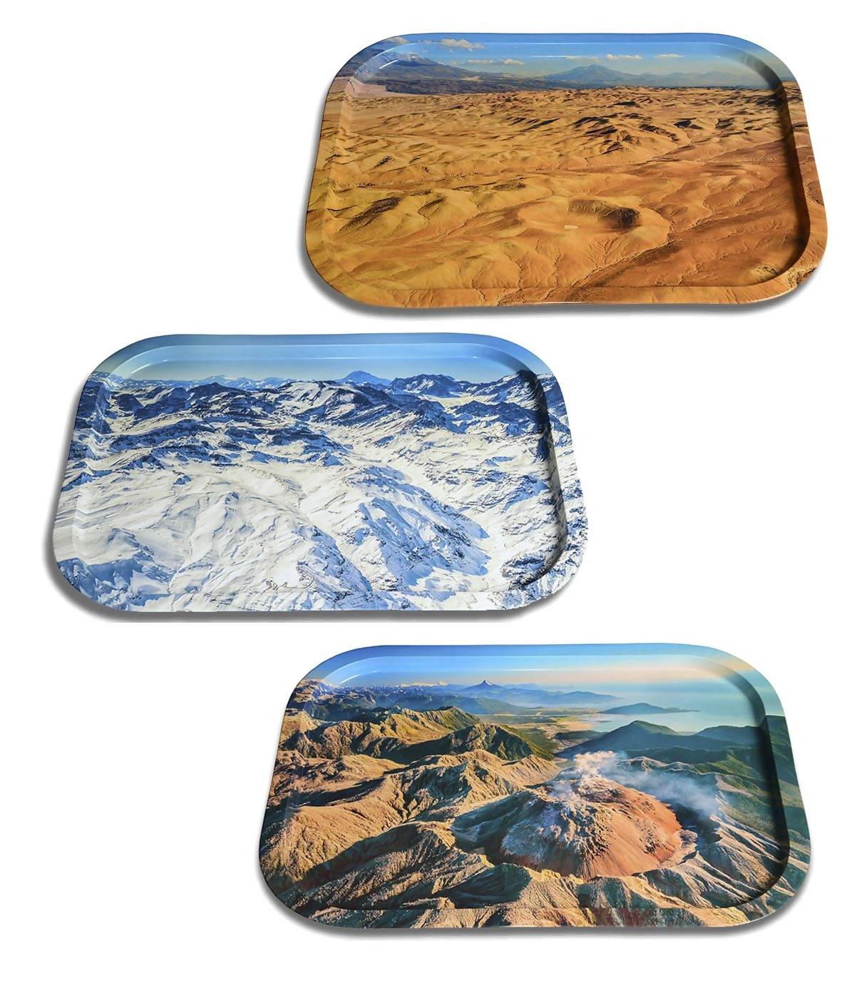 Set de 3 bandejas metálicas con fotografías de Chile n.2