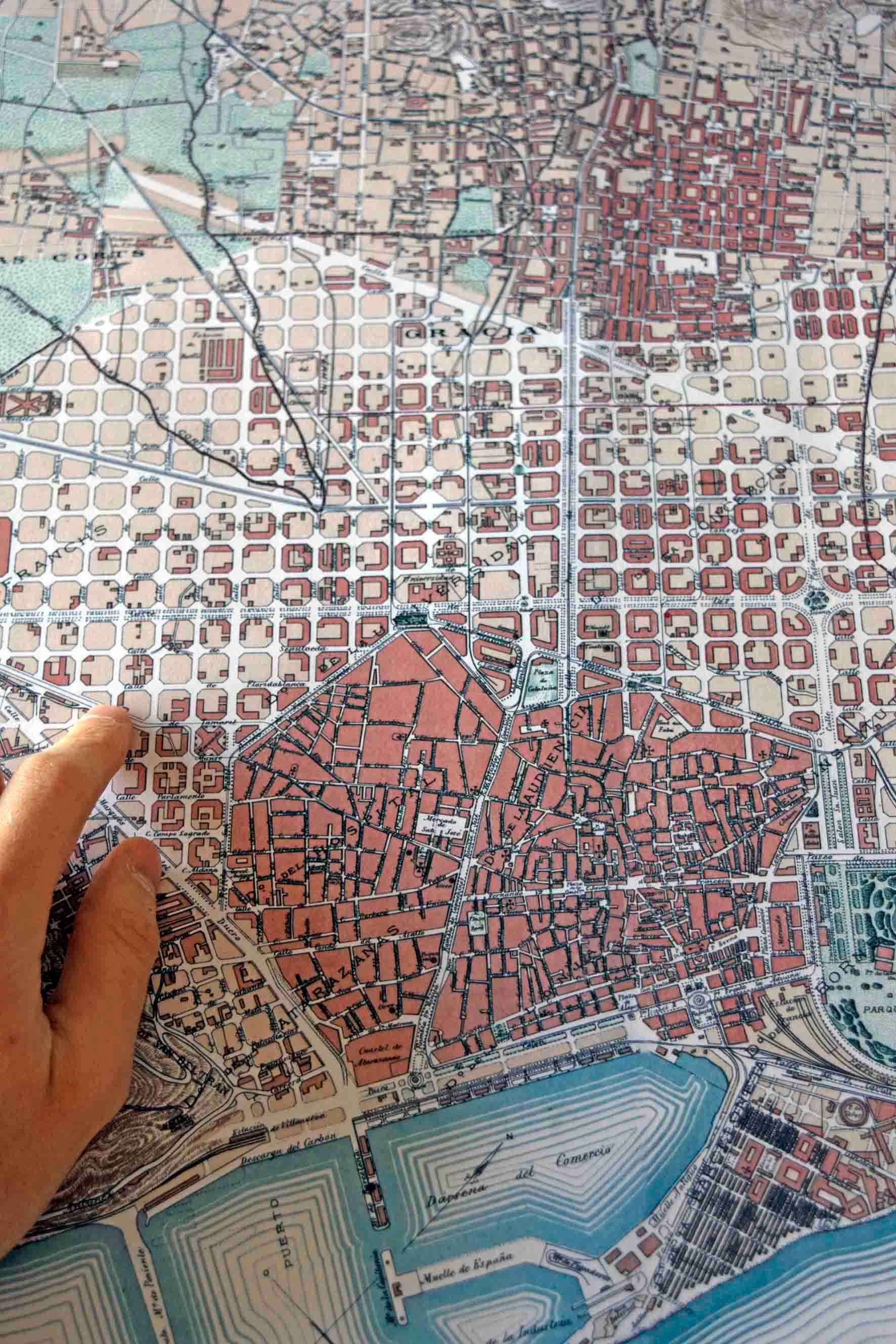 Mapa de Barcelona antiguo - Enmarcado - Mappin