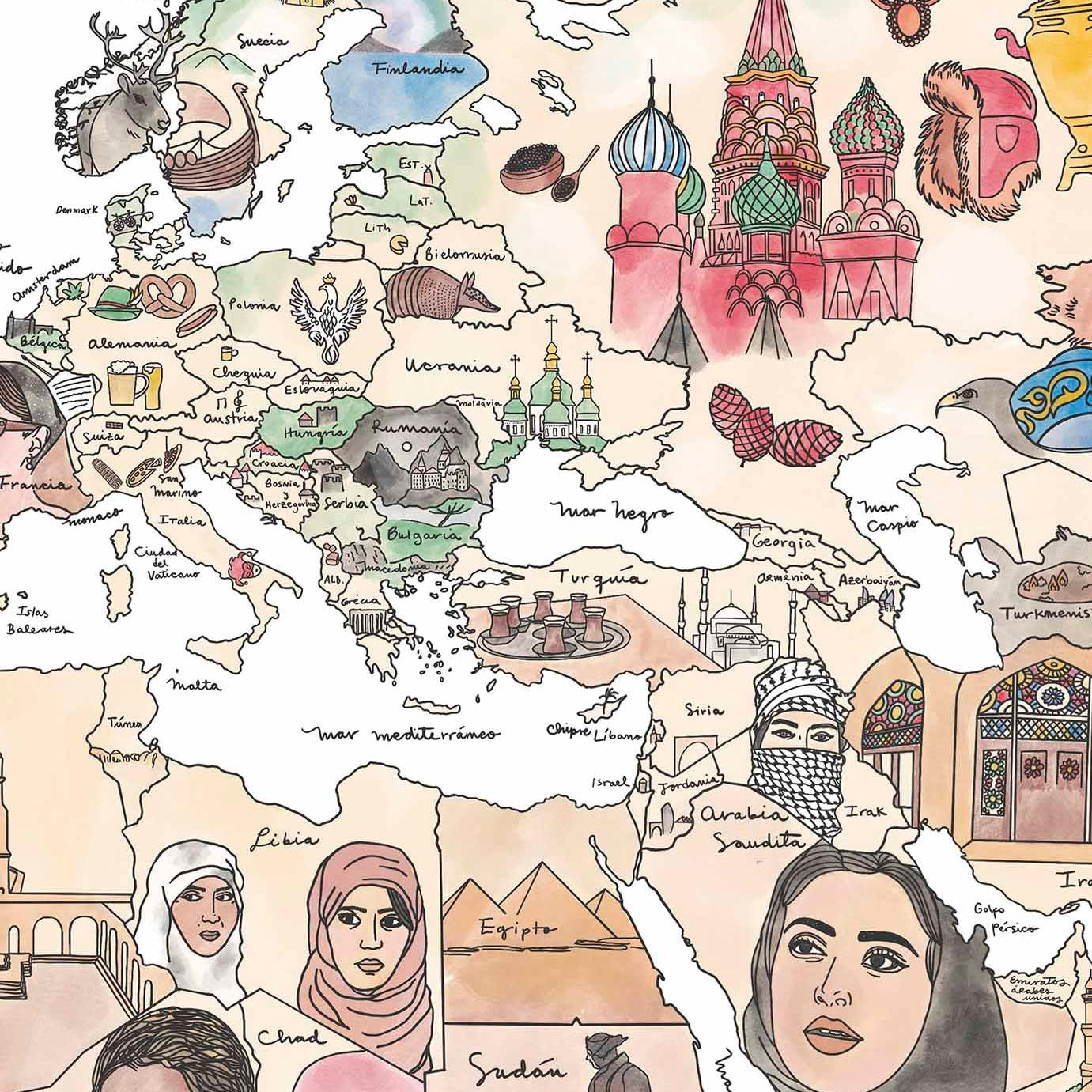 Mapa Bellezas del Mundo - Lámina - Mappin
