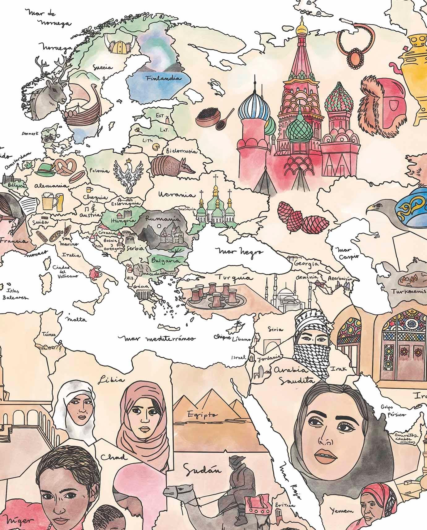 Mapa Bellezas del Mundo - Lámina - Mappin