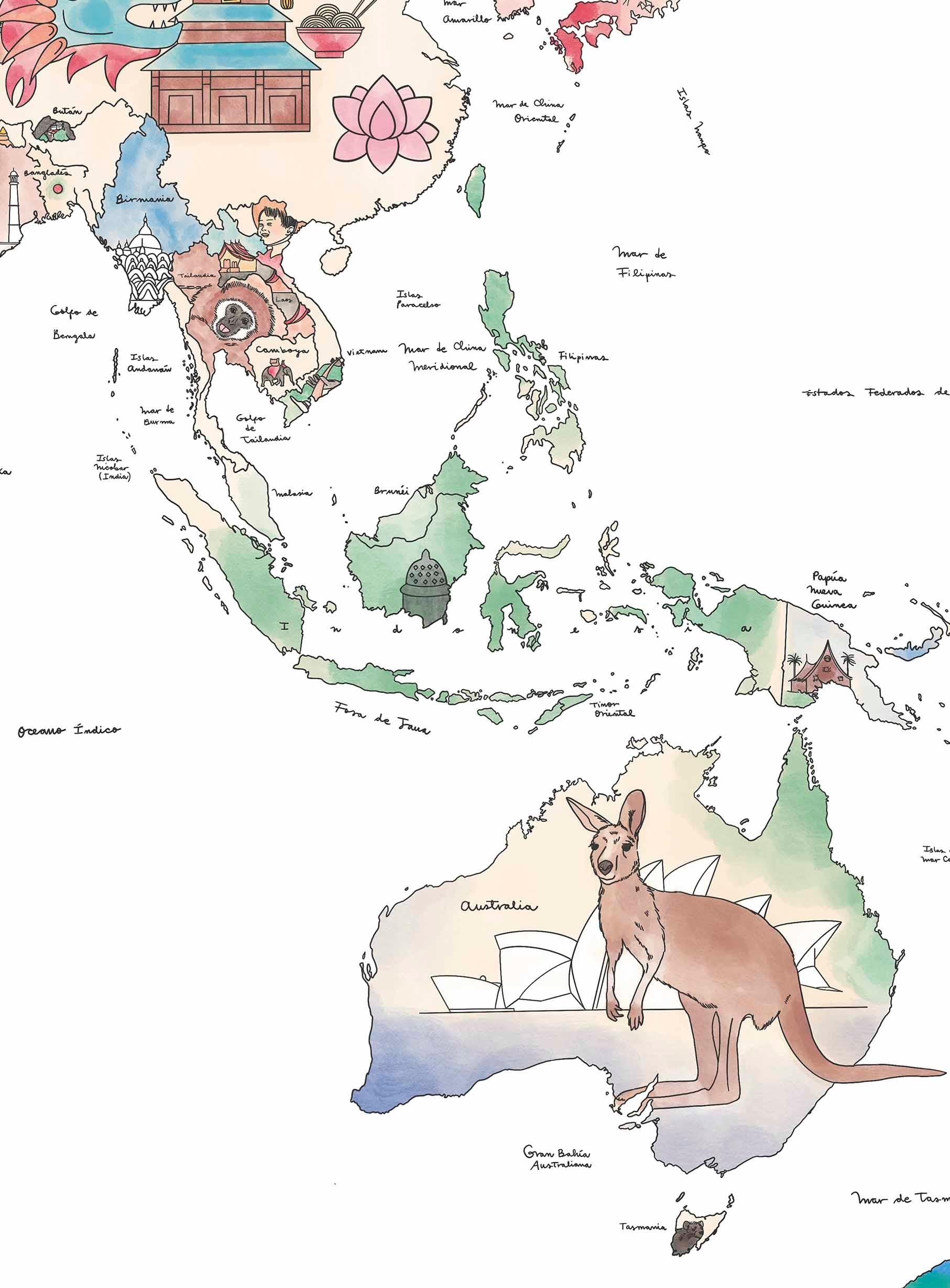 Mapa Bellezas del Mundo - Enmarcado - Mappin